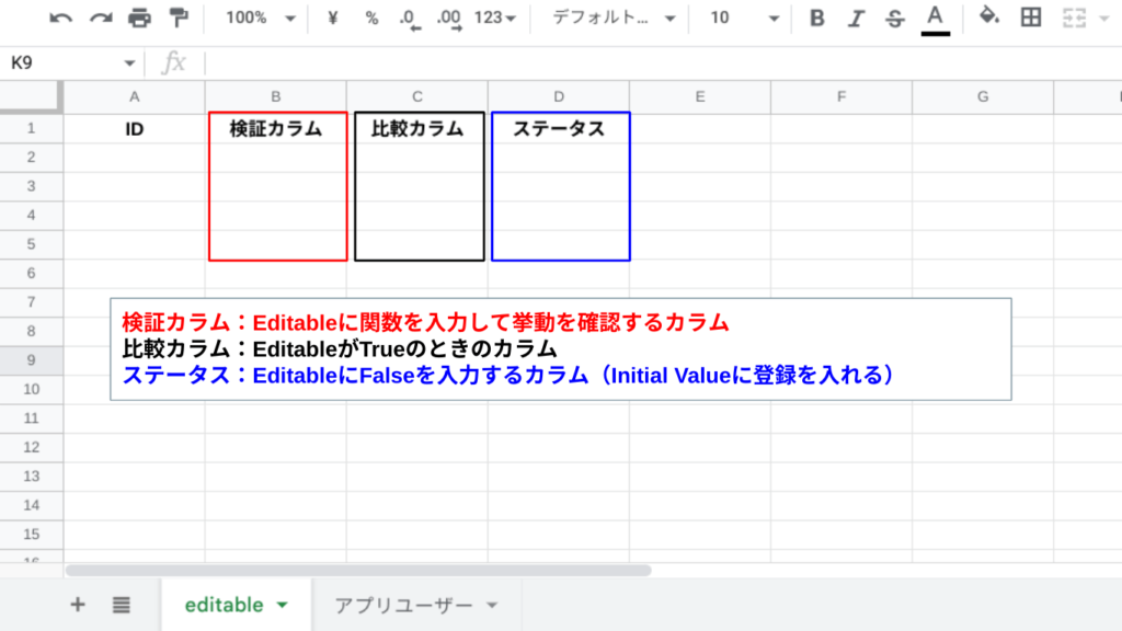 editableテーブル