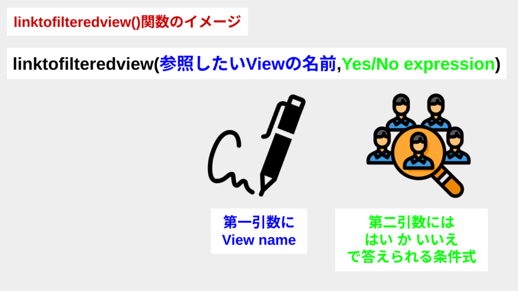 linktofilteredview関数の説明