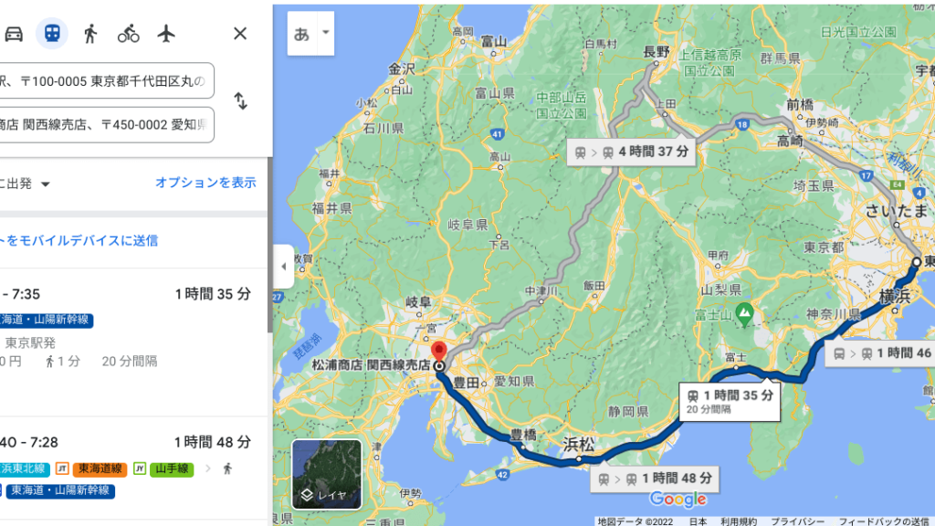 Google Mapの画面