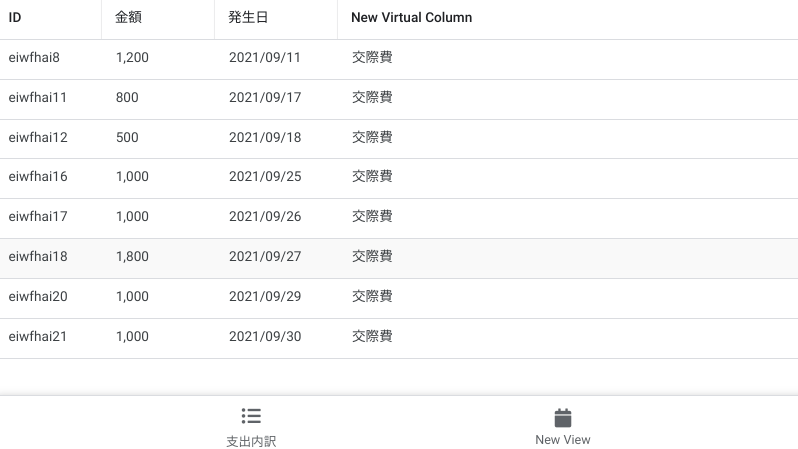 appsheet 最下層のデータ