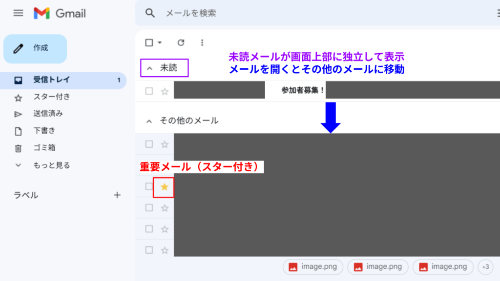 設定変更後のGmail画面