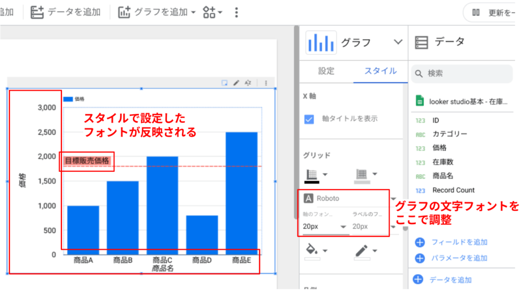 文字フォントの調整