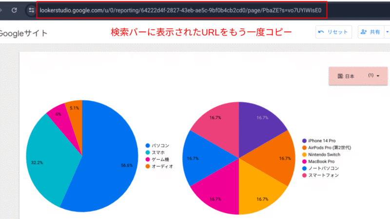 表示されたページのURLを再度コピー